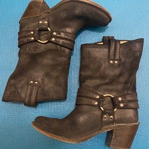 Frye Carmen Harness Black Short Boot Sz 8